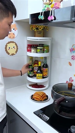 Smart Rotating Kitchen Storage Rack 2026 | Space Saving Organizer 🏠