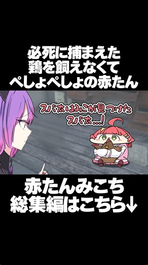 【手描き】頑張って捕まえたニワトリを飼えなくて泣いちゃう赤たん【さくらみこ/常闇トワ/ホロライブ切り抜き】