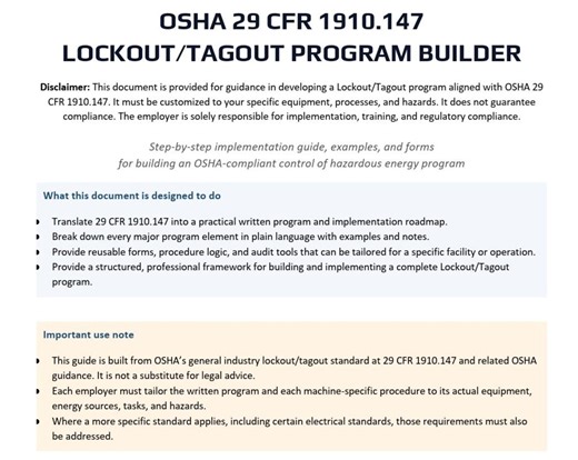 OSHA Lockout Tagout Program Builder | LOTO System Development (digital Download) - Etsy
