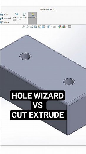 Hole Wizard vs Cut Extrude #solidworks #solidworkstips