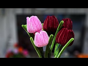 Tutorial how to make Tulips | Using cleaning pipes ( fuzzy wires )