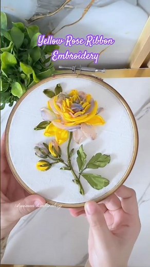 Yellow Rose Ribbon Embroidery Design & Tutorial