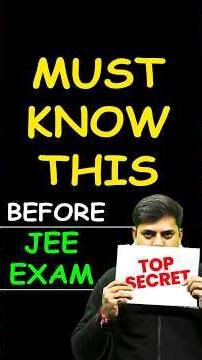 TIPS You Must Know Before JEE Exam! #jee #jeemains #jee2026 #iit #jeepreparation #jeeaspirants