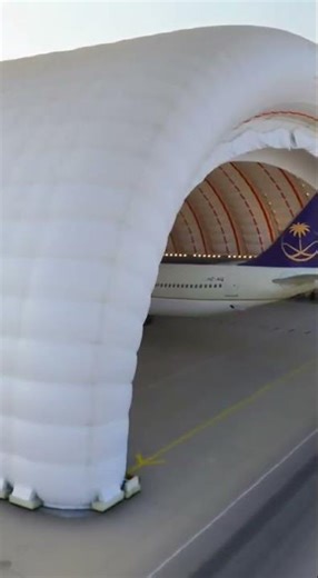 Saudia Aircraft Entering Inflatable Hangar #Aviation #Airplane #Aircraft #Airport