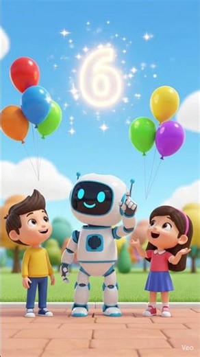 Let’s Learn Number 6 with Robo! 🤖🎈 | Fun Counting for Kids #ai #kidslearning #robot #ytshorts