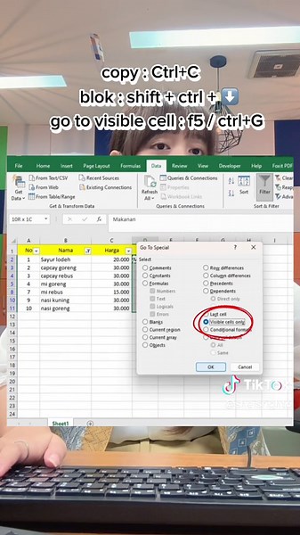 Replying to @어머니Rj🐹 kali ini mau share cara pakai shortcut copy paste visible cells only. Next shortcut apa lgi?? #belajarexcel #shortcutexcel #excelpemula #exceltips #exceltricks #exceluntukadmin