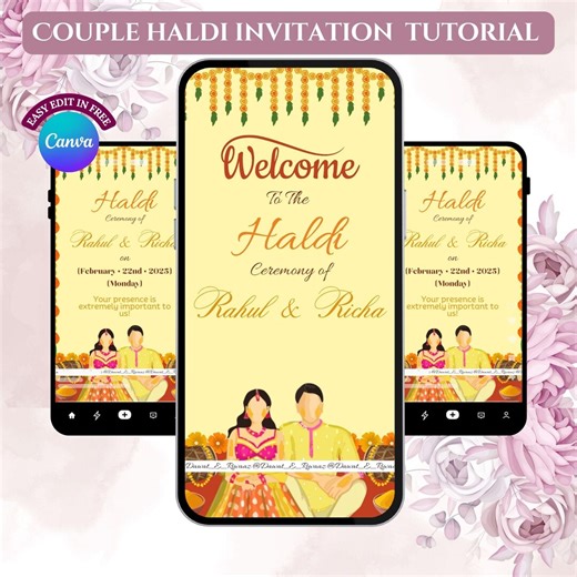 Editable Haldi Ceremony Invitation | Modern Indian Wedding (digital Canva Template) - Etsy