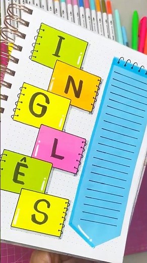 Capa para inglês linda e fácil de fazer 🥰#inglish #ingles #cadernobonito #cadernoorganizado #study