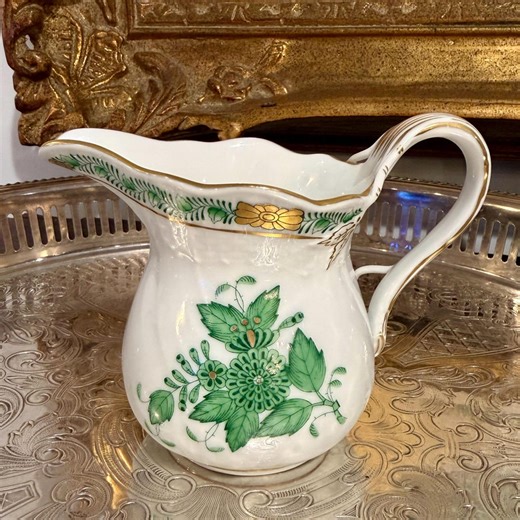 Herend Apponyi Green Creamer, Chinese Bouquet Hand Painted Porcelain, Hungary, Gold Trim Mini Pitcher - Etsy