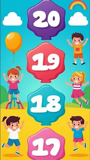 Backward Counting Fun (20 to 1) 🎉 reverse counting #shorts #ytshorts #viral #trending #counting