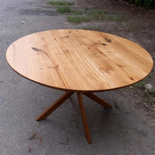 Round Extendable Table, Oak Wood Dining Table, Gift for Family - Etsy