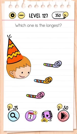 Brain Test Level 127: Which one is the longest? 📏 | Step-by-Step Solution! 🧠 #Shorts