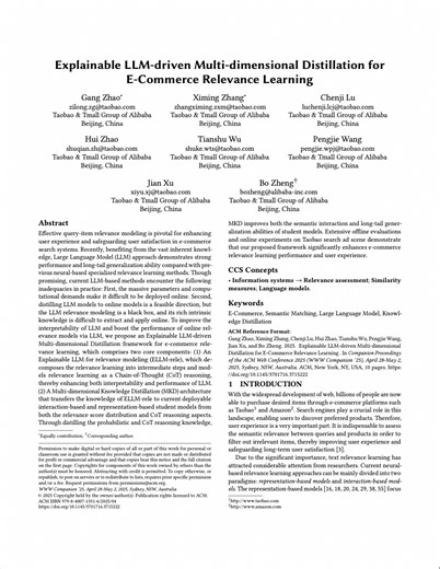 Explainable LLM-driven Multi-dimensional Distillation for E-Commerce Relevance Learning | Companion Proceedings of the ACM on Web Conference 2025
