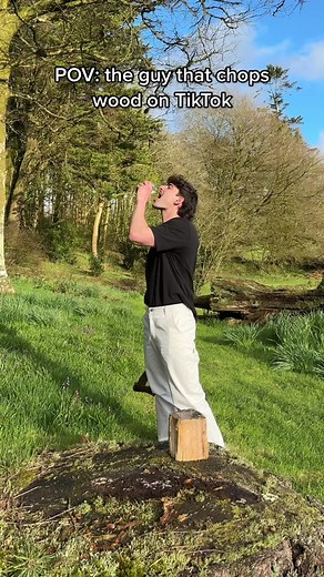 Italian Bach TikTok: Guy Chopping Wood with Axe