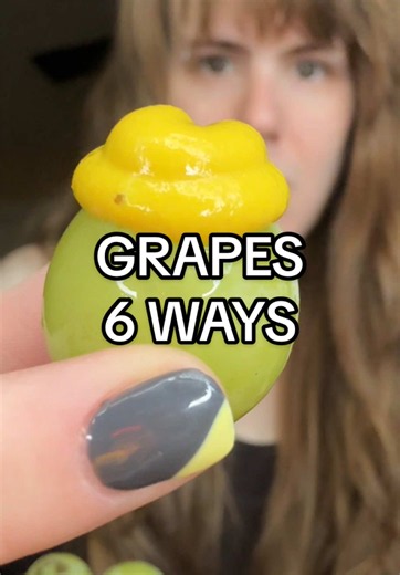 GRAPES 6 WAYS 🍇 with the crunchiest grapes EVERRR!! 🤯🔥 today i tried grapes with mustard, marshmallow fluff, banana ketchup, babybel cheese, applesauce, and peanut butter! 😋✨ #grapes #weirdfoodcombos #tastetest #mukbang #glutenfreeeats