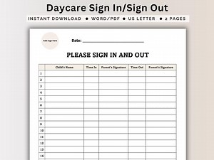 Daycare Daily Sign in Sign Out Sheet Template Fire Alarm Checks Attendance Sheet Editable Parent Sign in Log Teachers Health & Safety PDF - Etsy