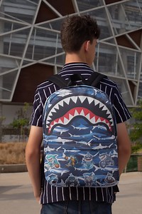 Shark Print Backpack: Ocean Theme Travel Laptop Rucksack - Etsy