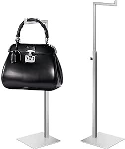 yeesport 2Pcs Handbag Display Stands, Stainless Steel Purse Display Racks with Adjustable Height, Single L Hanging Hook Bag Stand Holders for Jewelry, Shoes, Wigs, Scarves