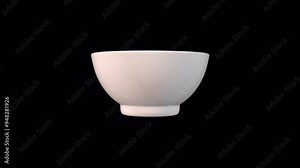 3D Bowl Rotating on a Transparent Background. Seamless Loop. 3D Bowl. 4K