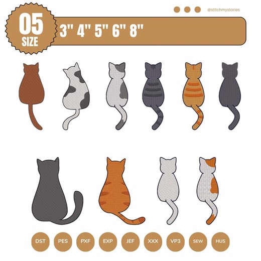 Mini Cats Machine Embroidery Design Set (5 Sizes) - Etsy