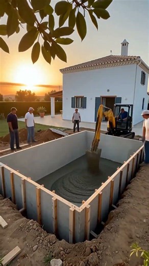 Building a Backyard Pool in 15 Seconds #ia #construction #heavycivil