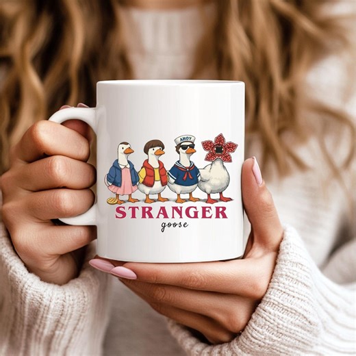 Stranger Goose Mug, Funny Sci-fi Parody Coffee Cup, Retro 80s TV Fan Gift, Trendy Animal Graphic Mug, Sci-fi Goose Lover Gift - Etsy