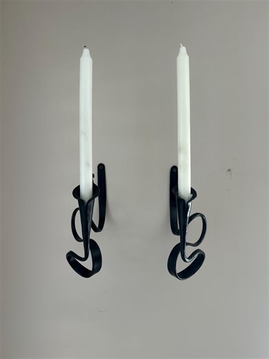Calla Lily Ribbon Candle Holders | Pair of Decorative Iron Candlestick Holders
