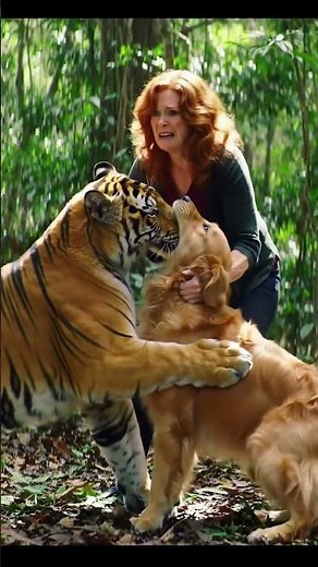 Unbelievable Friendship! Dog and Tiger Play Together with Their Owner 🐶🐯❤️
