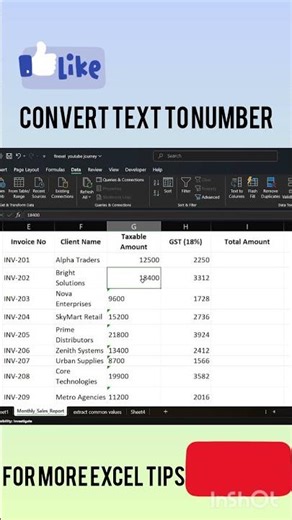 convert text to number in excel #excelforbeginners #excel #exceltips #excelfunction #exceltricks