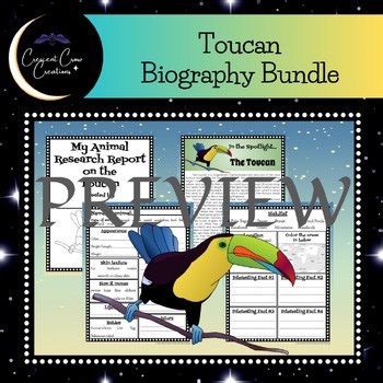Toucan Animal Bio | Color Sheet, Fact Sheet, and Graphic Organizers