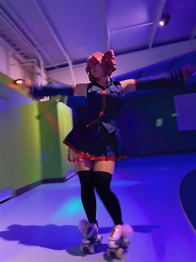 Baguette Craving Cosplay: Teto Vocaloid Rollerskating Baguette Moment