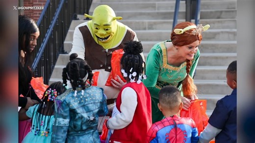 Gov. Pritzker, first lady dress up as Shrek, Fiona for Halloween: 'What are you doing in my swamp?'