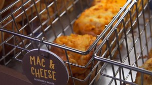 What happens when you think outside the box of Annie's Macaroni & Cheese? You get the Mac & Cheese Bagel at Einstein Bros. Bagels locations all across the U.S. Topped with Annie’s Macaroni & Cheese, the bagel is available for a limited time this summer at more than 700 Einstein Bros. Bagels locations. Learn more: http://bit.ly/2NScZlt | General Mills