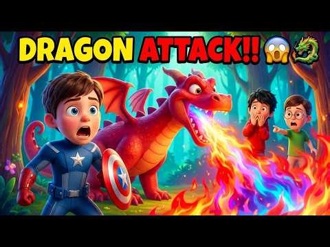 Captain America Kids vs Dragon 🐉 Funny Adventure Story | Kids Superhero Cartoon