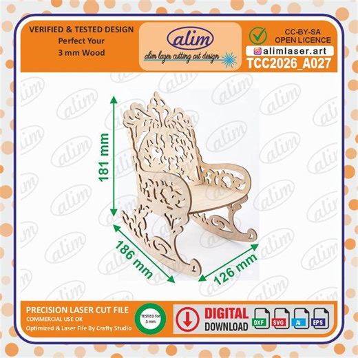 Miniature Royal Rocking Chair Laser Cut File, 3mm Wood Vector (digital Download) - Etsy