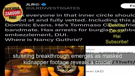 Dominic Evans' Tattoo EXPOSED! Is He the Masked Kidnapper in Nancy Guthrie Case? Could a single tattoo be the bombshell clue to a chilling mystery that has gripped the nation? Nancy Guthrie, mother of Today Show host Savannah Guthrie, vanished from her Arizona home, sparking a desperate search. Now, a stunning breakthrough emerges as masked kidnapper footage reveals a crucial detail: an alleged wrist tattoo. Investigators and eagle-eyed fans are pointing fingers at Dominic Evans, a friend of Nan