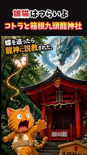 【雄猫はつらいよ】コトラと箱根九頭龍神社 #猫好きさんと繋がりたい #男はつらいよ #茶トラ #箱根神社