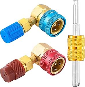 Amazon.com: Tigbear R1234yf Quick Couplers Kit, R1234YF to R134A Quick Coupler Adapter, High/Low Side Quick Coupler R1234YF AC Charging Hose Adapter Fitting Connector for Car Conditioner AC Charging (90° Adapter) : Automotive