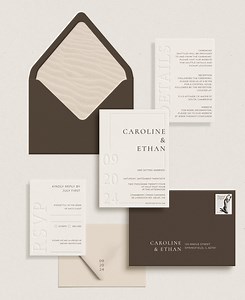PRINTED Modern Letterpress Wedding Invitations, Modern Letter Press Stationery Suite, Neutral Wedding Invites, Blind Emboss, Blind Deboss - Etsy