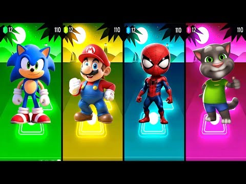 Sonic 🆚 Mario 🆚 Spidey 🆚 Talking Tom in Tiles Hop EDM Rush🎶