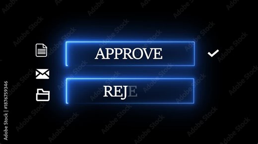 Approval and rejection interface concept with document icons and finger pressing check mark. Ideal for digital workflow, decision making, business automation, and document review themes.4k video