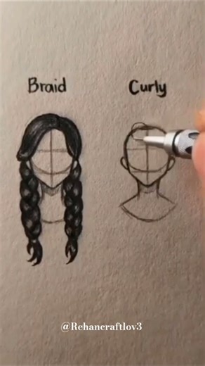 Drawing Braid & curly Hair Tutorial ✨ #drawing #tutorial #howtodraw #hair #art #shorts
