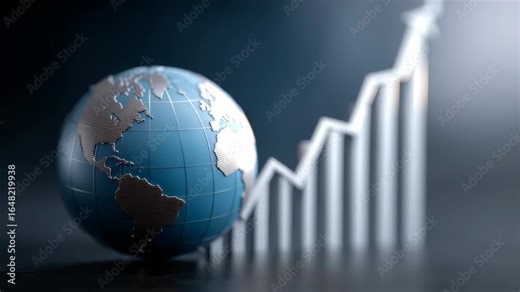 Financial chart forecast for global economy Analyzing growth amid rising inflation, high interest rate impacts, and market success