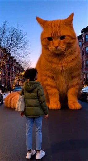 Woman Amazed By This Big Orange Cat #funny #cat