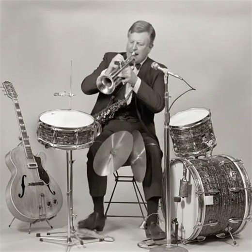 Playing the drums and the trumpet