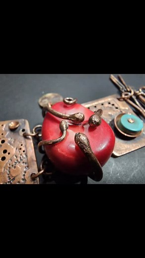 Stone & Metal Collage Bracelet #3 Materials: Copper, Brass, Coral...