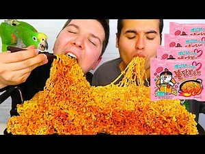 CARBONARA FIRE NOODLE CHALLENGE • Mukbang & Recipe