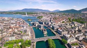 4K Aerial footage of Geneva city in Switzerland -UHD