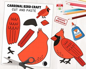 Printable Cardinal Craft for Kids: Winter Bird Coloring Page (PDF Download - Etsy Canada