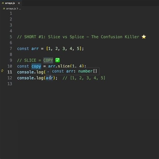 Slice vs Splice - The Confusion Killer | #javascript #coding #frontendcourse #webdevelopment